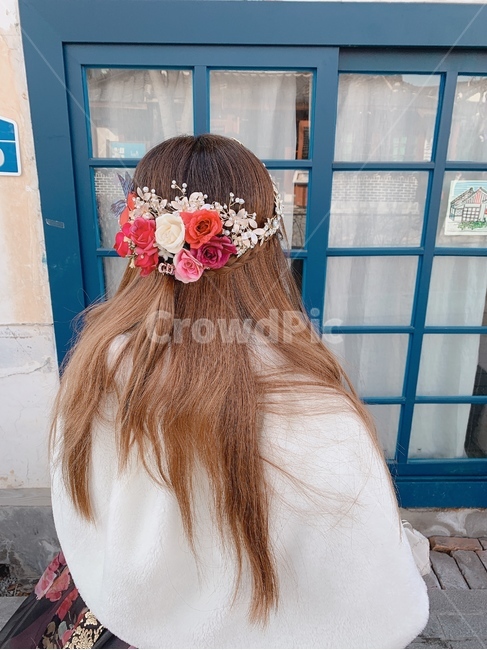 전주,한옥마을,한복,머리장식,꽃