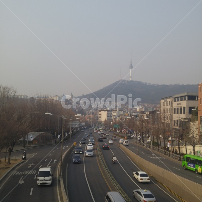 도로,남산타워,타워,자동차,남산