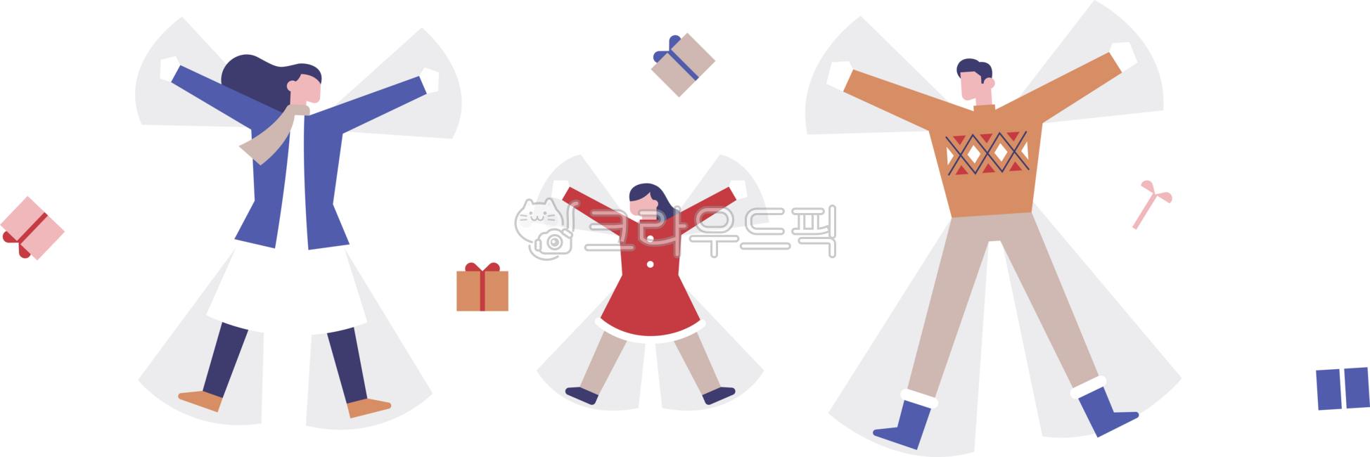 outline,cute,simple,illustration,christmas,xmas,gift,party,family,snow,outdoor,snowing