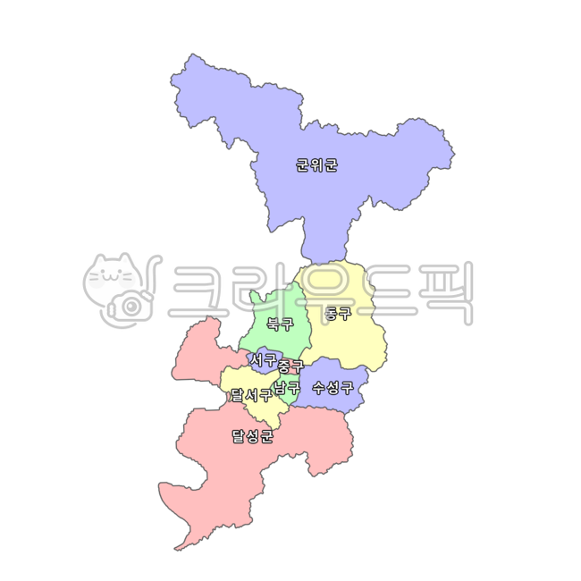 대구,4색지도,파란색,노란색,빨간색,초록색,대구광역시,광역시,영남,대구시,지도,행정구역,행정구역지도,달성,달성군,군위,군위군,달서구,달서,수성구,수성,중구,서구,북구,동구,남구,우리나라,대한민국,한국,map