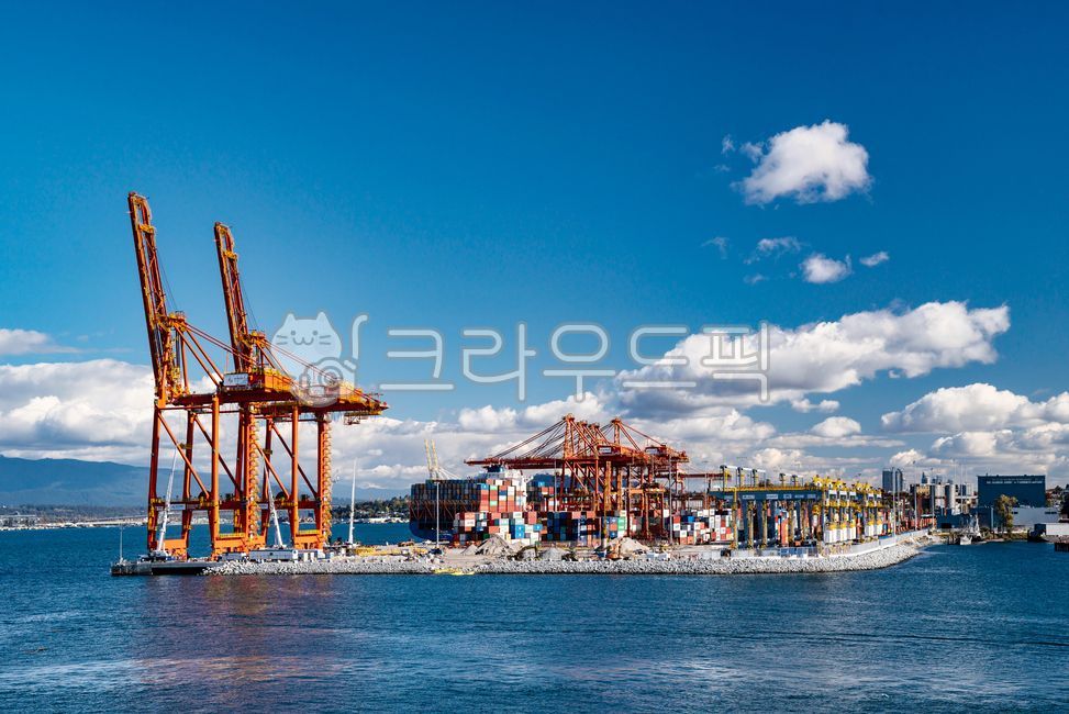 container,pedestal,blue sky,import,harbor,british columbia,ship,industry,clouds,commerce,sea,vancouver,view,oil,shipping,maritime transport,wharf,unloading,dock,cargo,export,sky,crane,delivery,business,island,transport,terminal,loading,water,boat,transpor