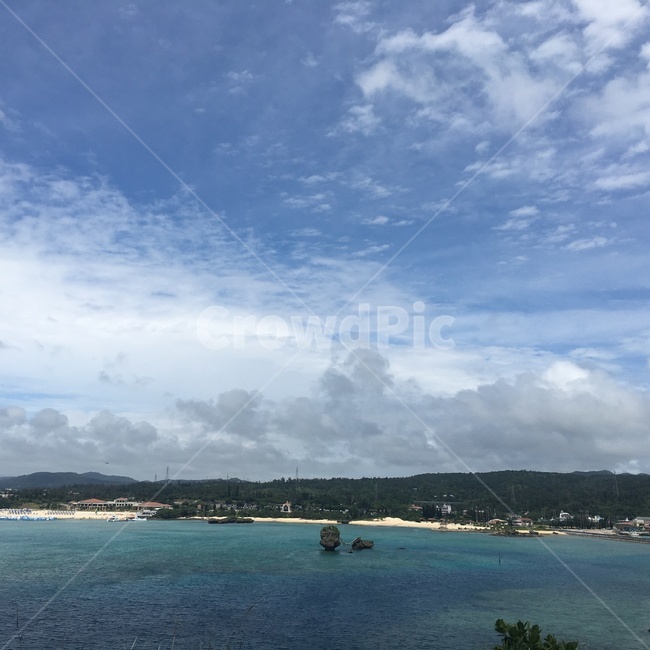 오키나와만좌모,바다,하늘,에메랄드빛,구름,상쾌한,자연,풍경,nature,landscape,outdoors,옥외,land,땅,shoreline,해안선,water,물,ocean,대양,sea,coast,연안