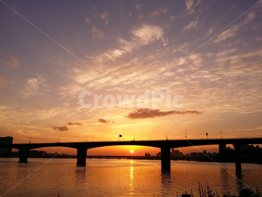 노을,원효대교,한강,퇴근길,bridge
