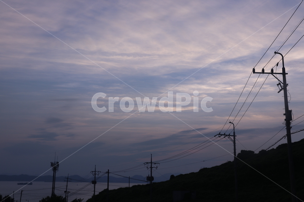 바다,노을,하늘,sea,redsky,전깃줄,구름