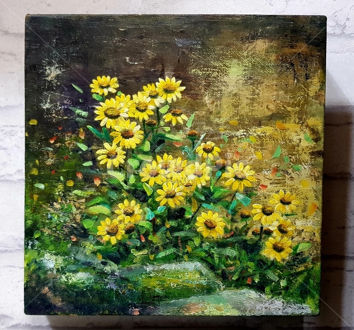 그림,유화,들국화,야생화,식물,미술