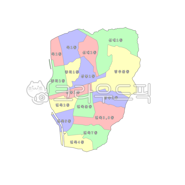 서울특별시,서울,중랑구,대한민국,우리나라,한국,행정구역,도,시,군,읍,면,동,지도,행정구역지도,4색지도,파란색,노란색,빨간색,초록색,map