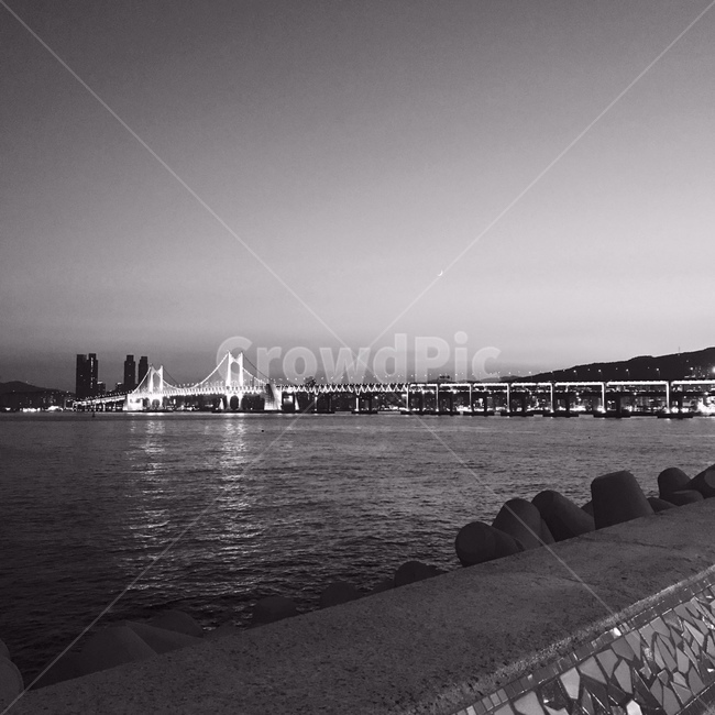 흑백,부산,바다,대교,가을바다,흑백,모노톤,monochrome,black and white