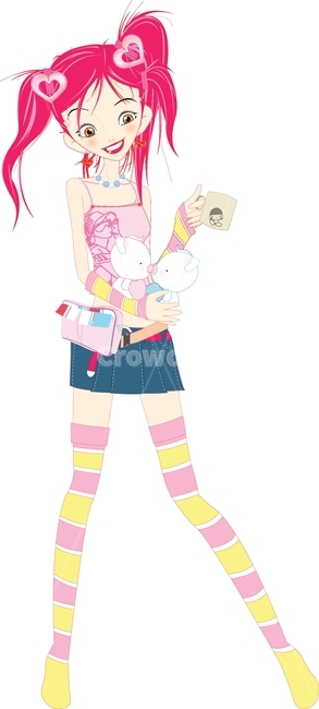 소녀,10대,핑크,패션,상큼,발랄,그래픽,일러스트레이션,graphic,illustration