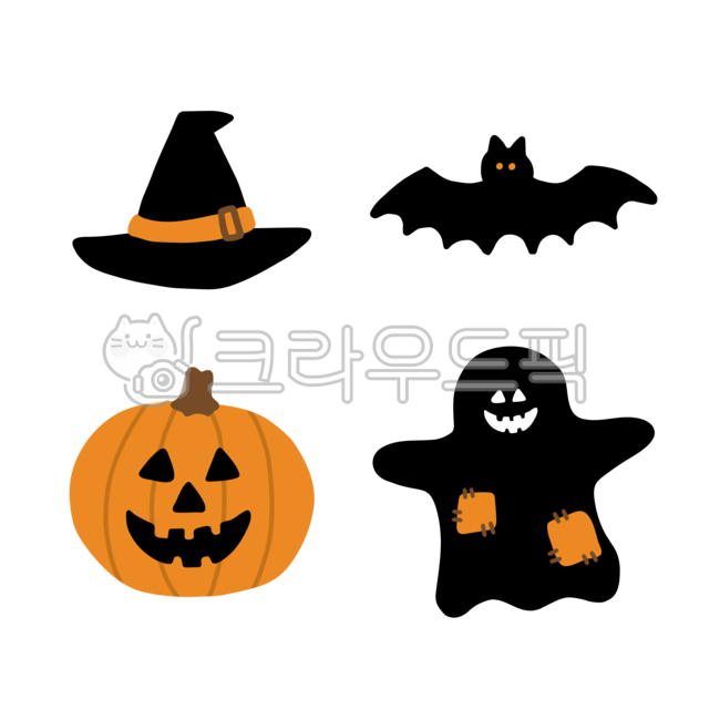 할로윈,할로윈데이,일러스트,그림,png,손그림,삽화,디자인,드로잉,소스,마녀,고깔,모자,박쥐,늙은호박,세모눈,유령,검정색,블랙,주황색,오렌지색,컬러,아이콘,캐릭터,halloween
