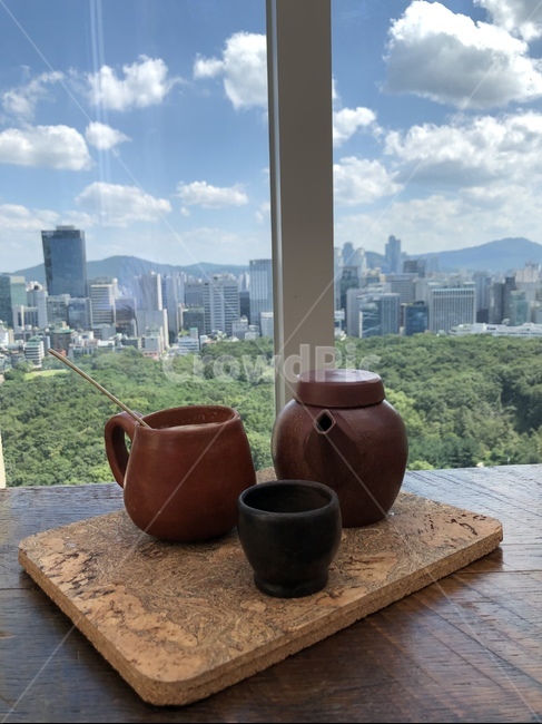 풍경,커피,카페,음료,구름,하늘위,세팅