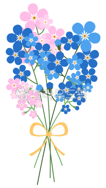 물망초,꽃,꽃다발,부케,일러스트,식물,핑크색,분홍색,파란색,하늘색,forgetmenot,flower,bouquet,bunch,illustration,natural,pink,blue