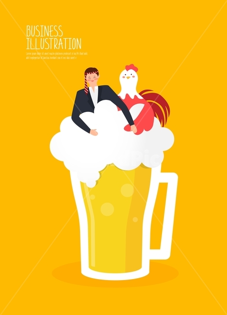 비즈니스,일러스트,캐릭터,직장인,사람,맥주,닭,술,컵,술,주류,alcohol,산업,industry,industrial,비즈니스,사업,business,service,work,그래픽,일러스트레이션,graphic,illustration