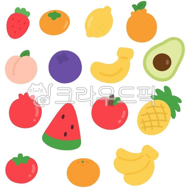 과일,딸기,바나나,파인애플,아보카도,사과,수박,귤,한라봉,토마토,석류,블루벱리,레몬