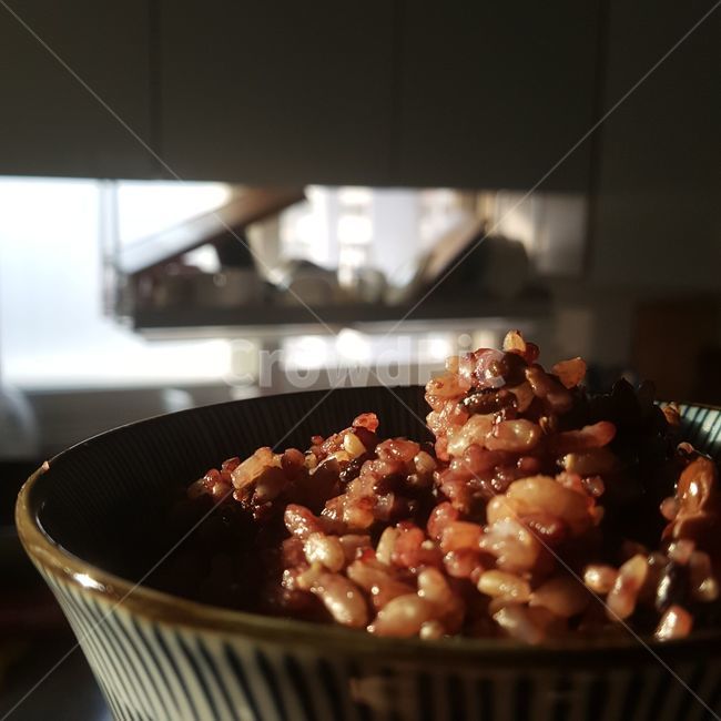 건강,오곡밥,밥그릇,주방,노을