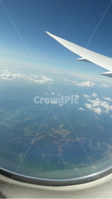 비행기,날개,구름,하늘,비행,산,여행,맑음,flight,airplane,cloud,sky,clear,travel,wing