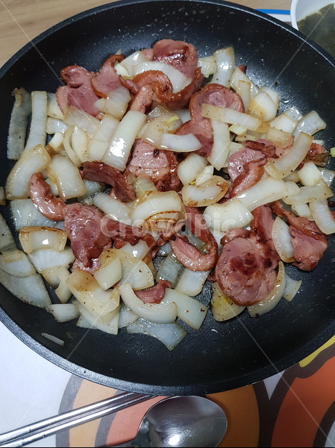 오리,양파,볶음,음식,고기