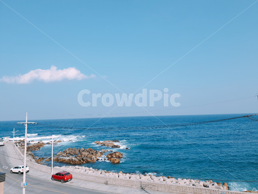 주문진,바다,하늘,구름,겨울바다,풍경,도로,색감,sky,sea,자연,풍경,nature,landscape,road