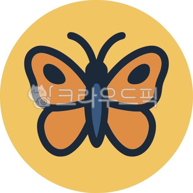 Butterfly,insect,spring,flowers and butterflies,orange-blue combination,animal icon,cute character,circular background,yellow circle,hand-drawn style,line illustration,nature,ecology,educational image,sentimental goods,sticker design,symbo