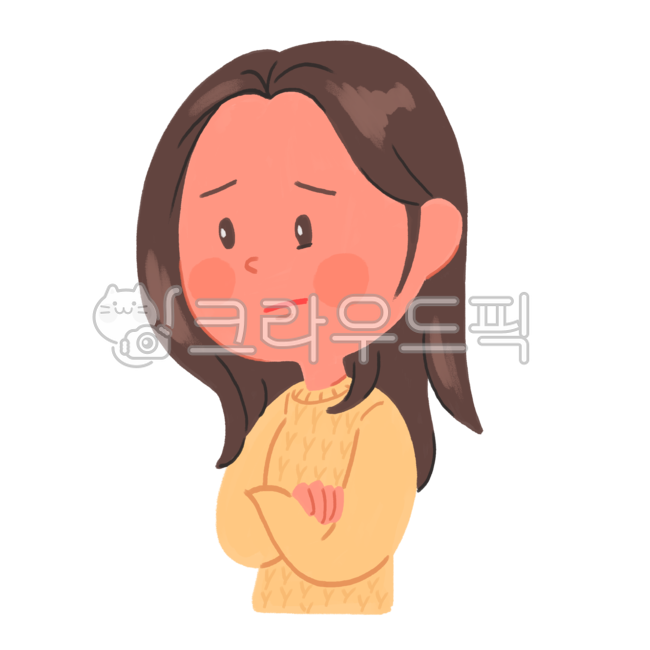여성,고민,캐릭터,고민하는,걱정