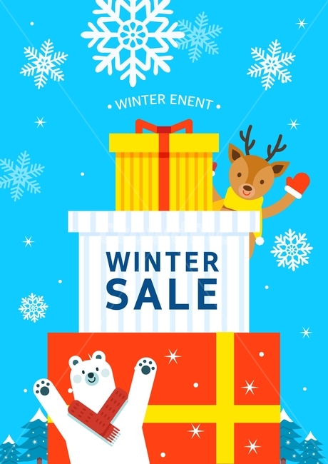 눈,눈결정,선물상자,사슴,곰,목도리,겨울,쇼핑,이벤트,팝업,겨울,계절,winter,season,쇼핑,shopping,그래픽,일러스트레이션,graphic,illustration