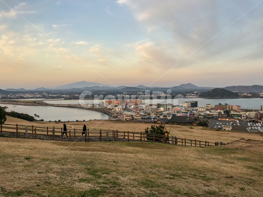제주도,아침,풍경,성산일출봉,하늘,마을,시골,마을,풍경,landscape,country,rural,town