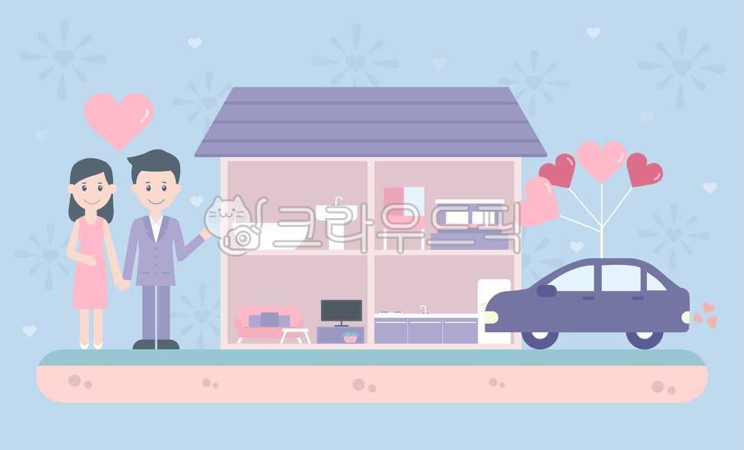 일러스트,일러스트레이션,벡터,드로잉,그림,인물,사람,남자,여자,남성,여성,웨딩,결혼,신혼부부,신혼,집,웨딩카,하트,illustration,vector,drawing,wedding,marriage,newlyweds,house,car,heart,결혼,혼례,웨딩,wedding,marriage,marry,그래픽,일러스트레이션,graphic,illustration