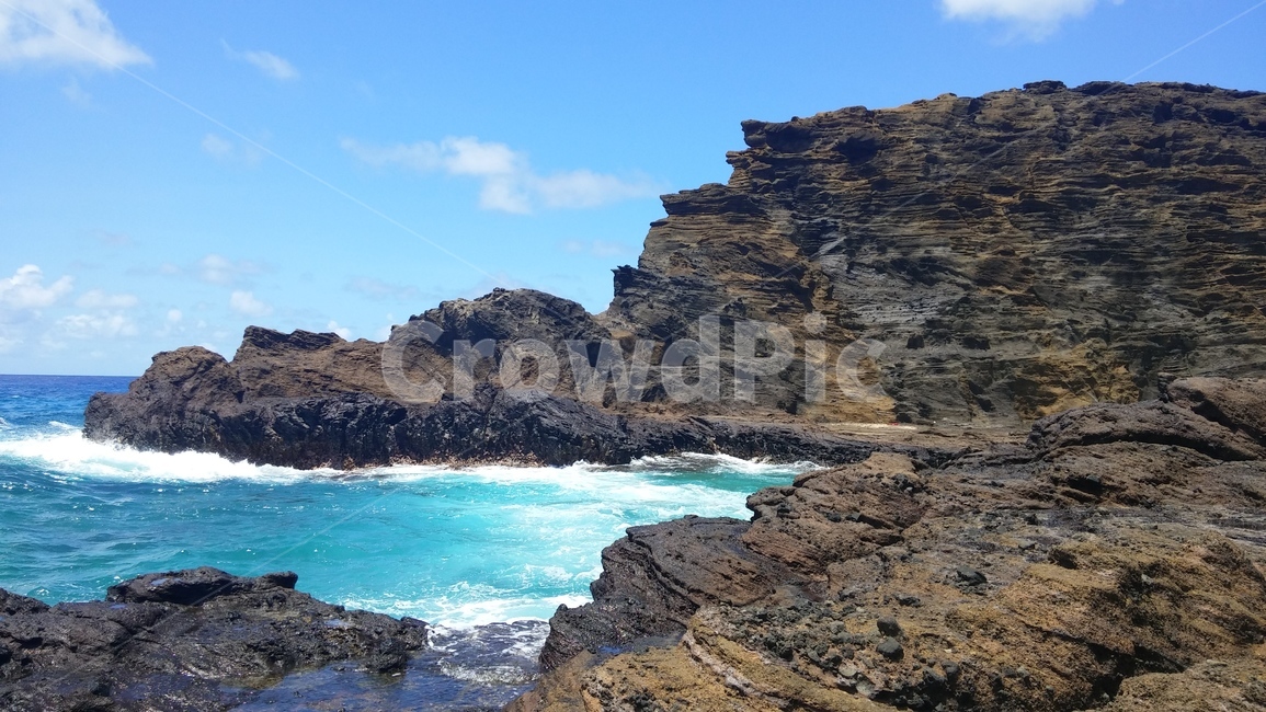 하와이,바다,푸른바다,하늘,구름,자연,경관,경치,hawaii,파도,새파란