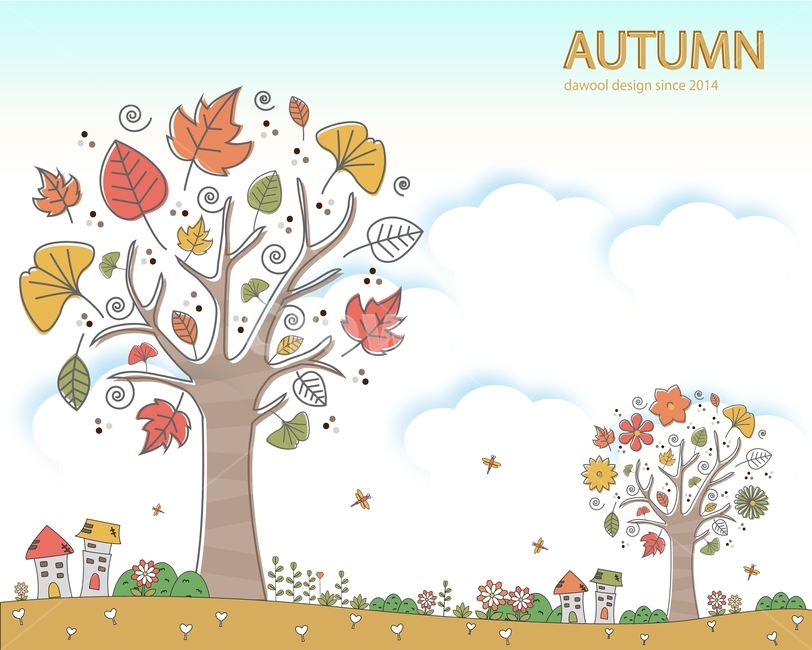 나무,단풍,은행,낙엽,집,풀,가을,스케치,일러스트,가을,계절,fall,autumn,season,그래픽,일러스트레이션,graphic,illustration,art,미술,drawing,그림,doodle,낙서