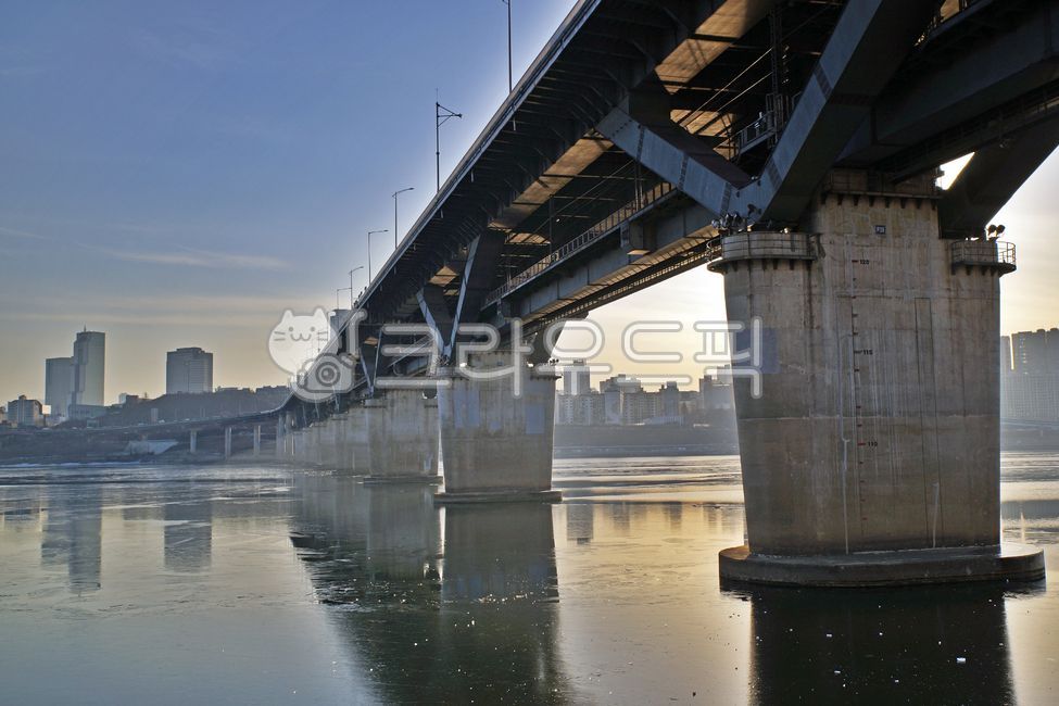 청담대교,한강,한강다리,겨울,결빙