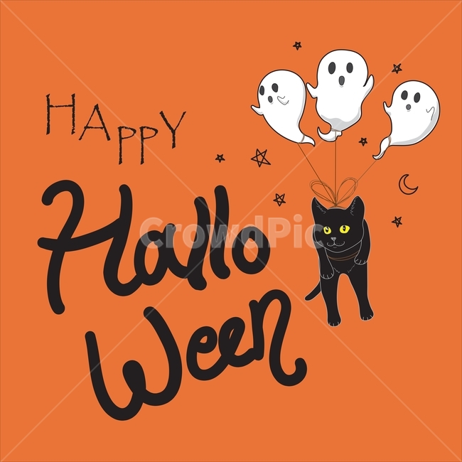 할로윈,halloweenday,고양이,유령,ghost,cat,black,검은색,달,moon,캘리그라피,별,star,그래픽,일러스트레이션,graphic,illustration