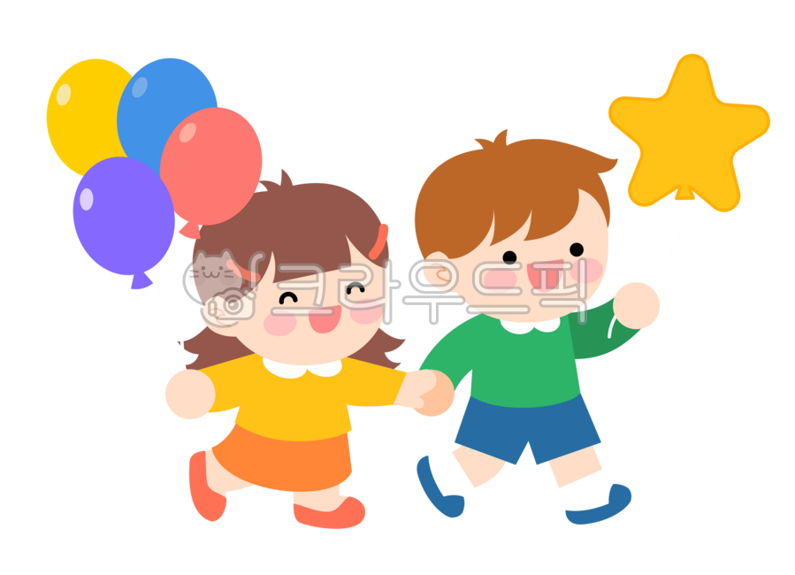 풍선을든아이일러스트,풍선아이일러스트,일러스트,유치원,어린이집,아이,귀여운,남자,여자,디자인소스,플랫일러스트,플랫,컬러풀,어린이,어린이날,영아,유아,인물,함께,즐거운,두명