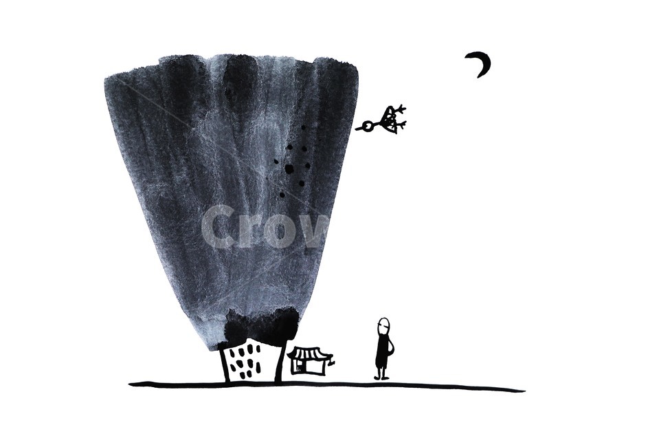 사찰,수묵,스님,손그림,나무