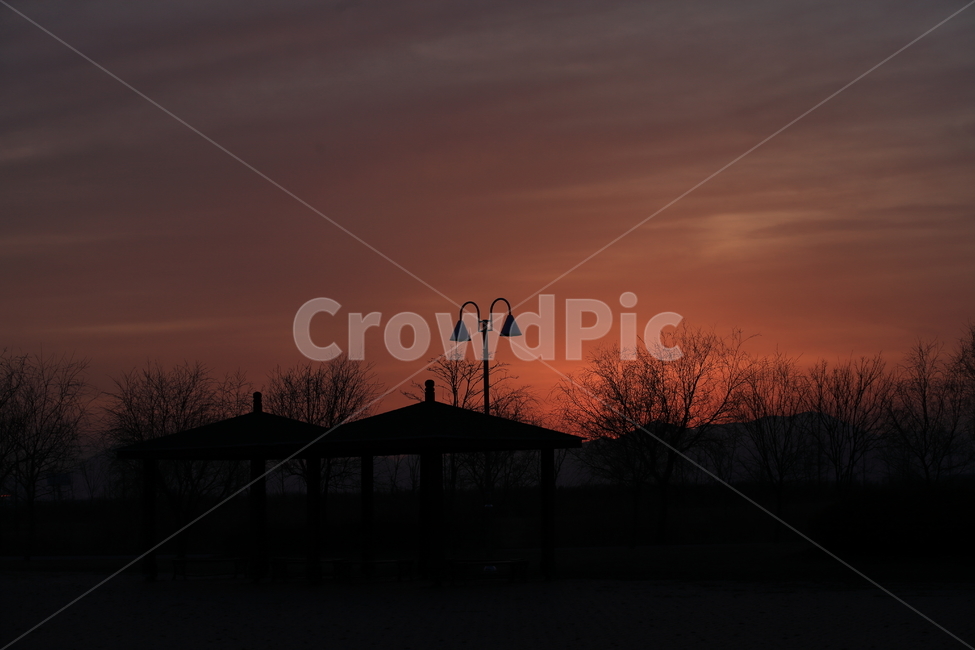 가로등,노을,생태공원,도심공원,일몰,자연,풍경,nature,landscape,실루엣,그림자,silhouette,shadow,outdoors,옥외,dusk,황혼,sunset,sky,하늘,dawn,새벽,red sky,붉은 하늘
