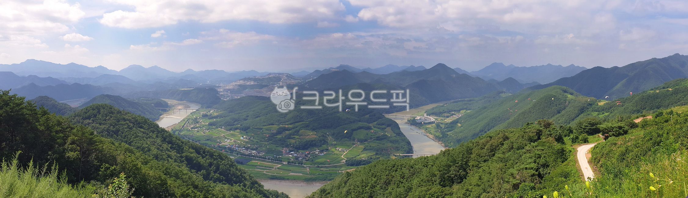 자연,산,골짜기,패러글라이딩,단양,강줄기,전망대,경사,파노라마,단양팔경,산맥