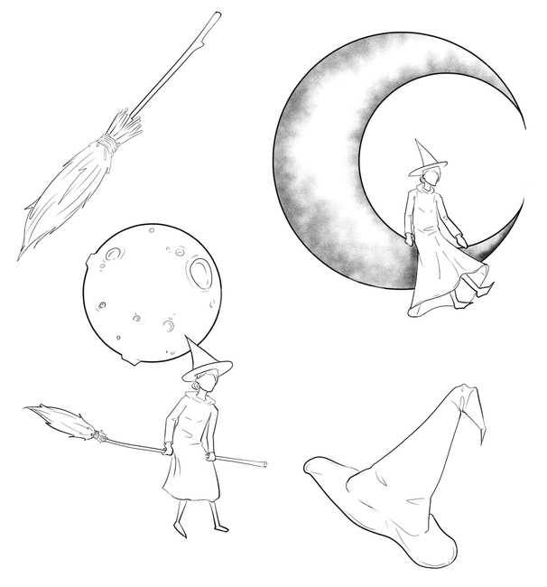 마녀,달,일러스트,마녀모자,빗자루,halloween,witch,visaru,그래픽,일러스트레이션,graphic,illustration