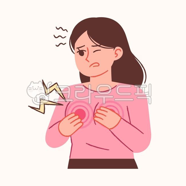 일러스트,월경전증후군,생리전증후군,여자,여성,pms,사람,캐릭터,증상,가슴,통증,가슴통증,유방,유방통증,아픈,고통