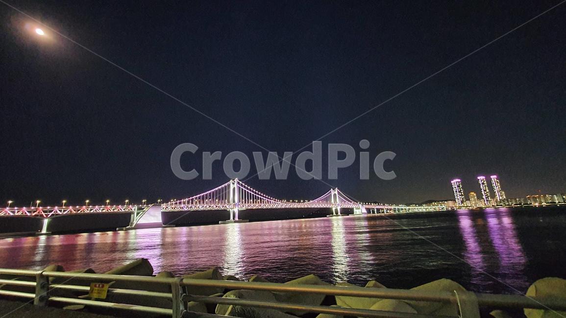 부산,야경,바다,달빛,달,moon,gwanganbridge,busan,bridge,다리