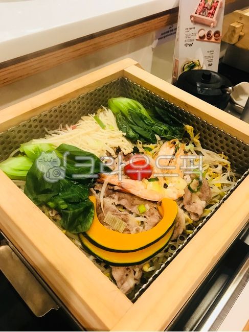 음식,편백,단호박,청경채,찜,편백찜