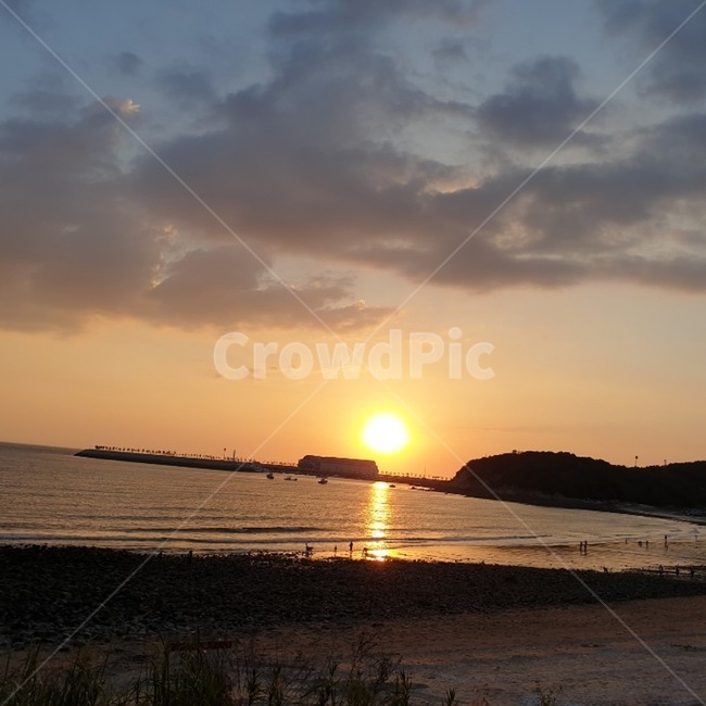 해돋이,바다,일출,노을,구름