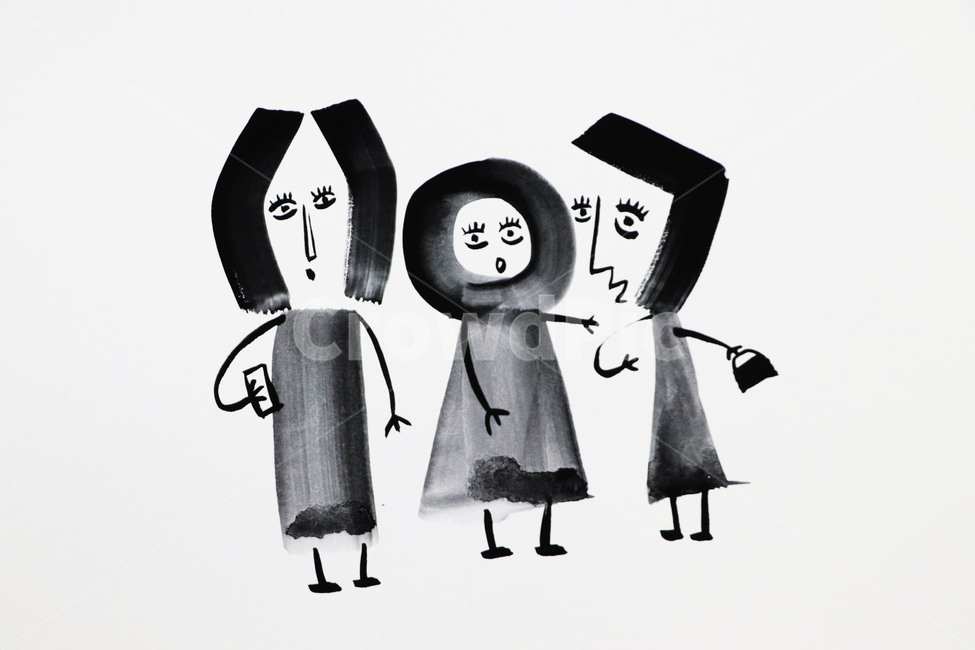 일러스트,인물,대화,사람,수묵,그래픽,일러스트레이션,graphic,illustration