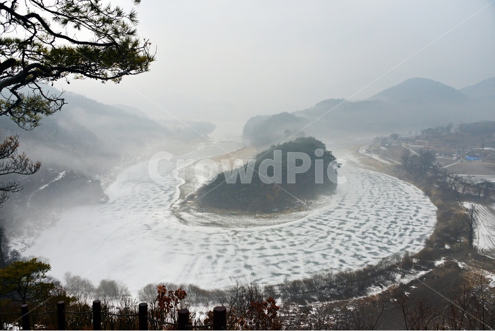 nature,자연,outdoors,옥외,scenery,풍경,경치,강원도,영월,한반도지형,설경,겨울,계절,영월설경,한반도지형설경
