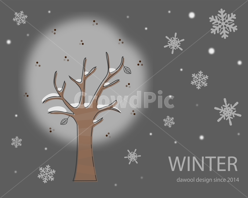 나무,잎,눈,눈결정,겨울,스케치,일러스트,겨울,계절,winter,season,그래픽,일러스트레이션,graphic,illustration