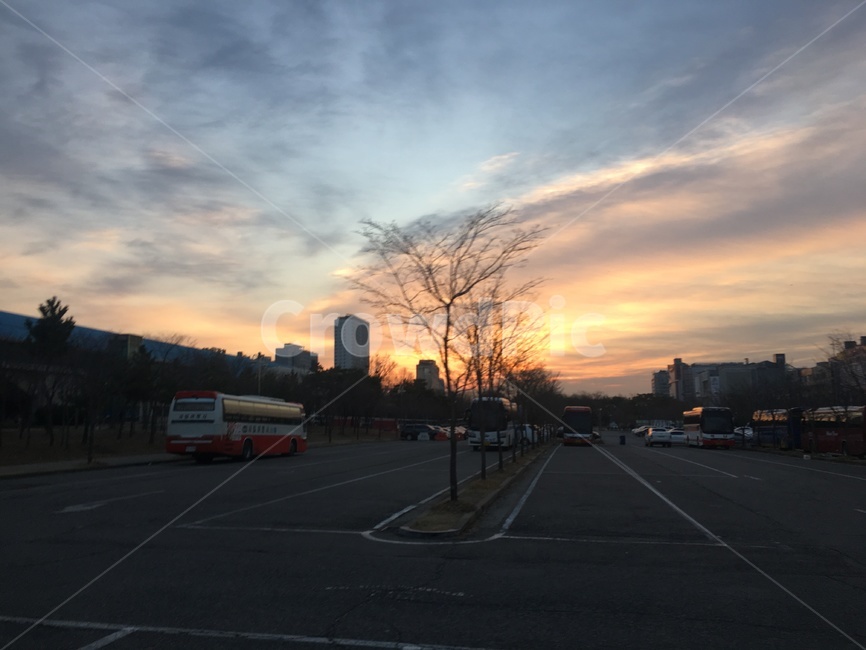 아침,출근길,태양,주차장,겨울,안산시,고잔역
