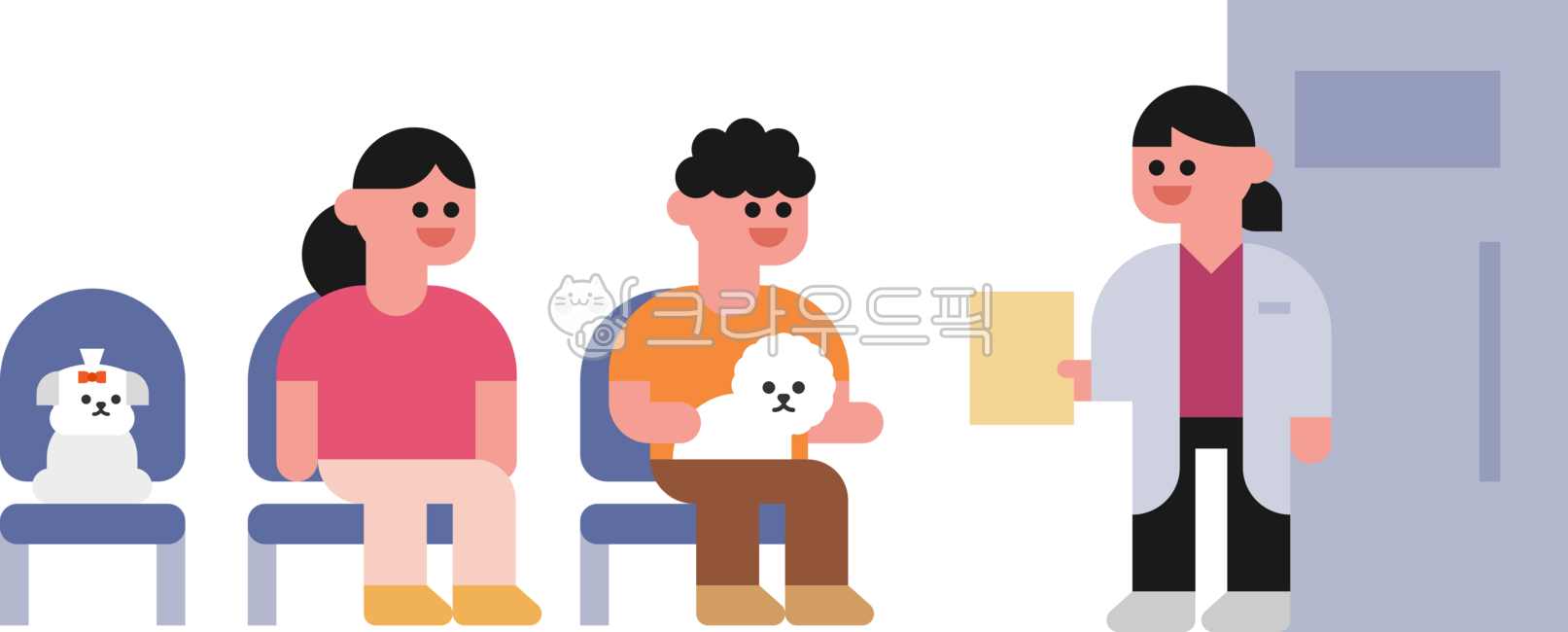 cute,simple,illustration,simple,person,character,animal hospital,puppy,dog,animal,vet,waiting,waiting