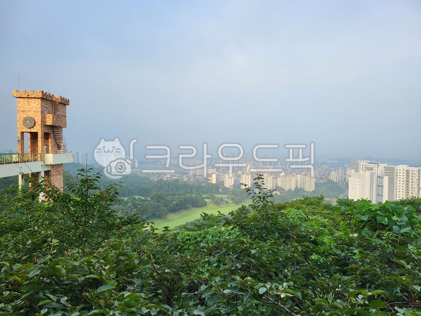 서울,골프장,시티뷰,하늘,도시전경