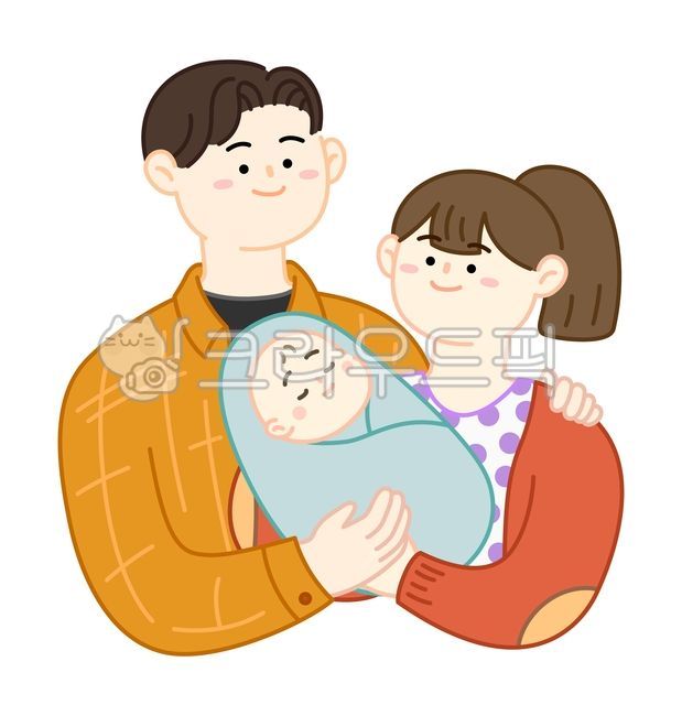 가족,일러스트,가족일러스트,아기,남편,부인,세가족,갓난아기,아내,행복한,단란한,가정,가정의달,출산
