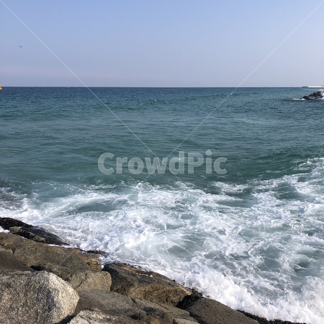 바다,사천해변,강원도,파도,하늘,자연