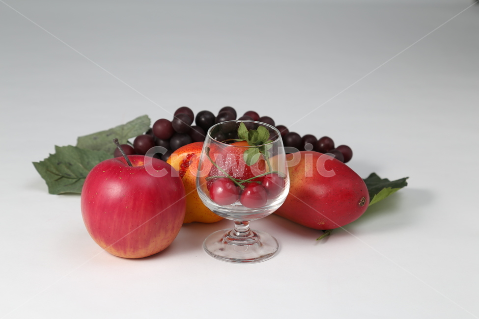 과일모형,과일,레몬,포도,유리잔