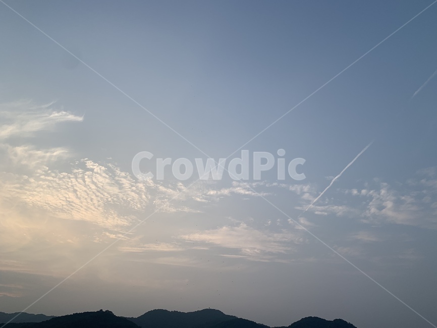 하늘,구름,깨끗한,구름길,맑은
