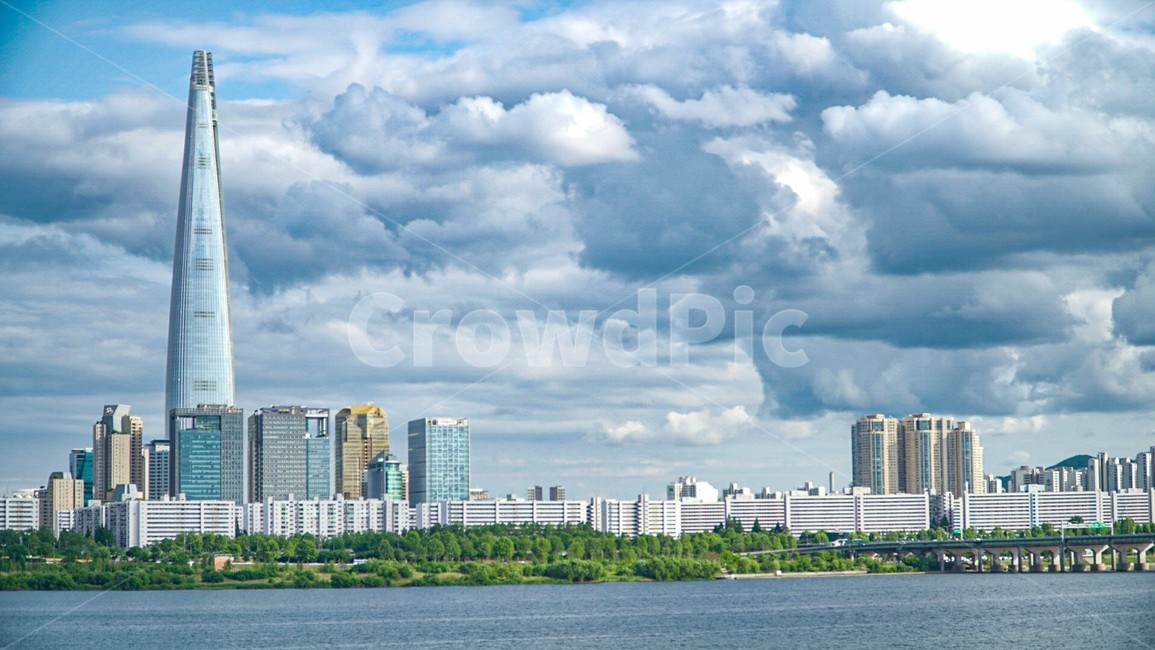 날씨,롯데타워,구름,적운,weather,자연,도시,풍경,city,landscape,한국도시풍경,한국도시경관,korea cityscape